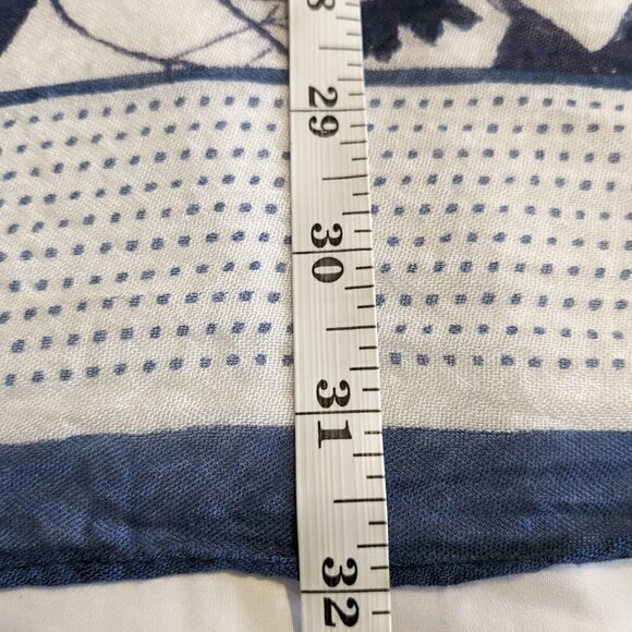 1.2.3 Paris Scarf Rectangular Blue & White Floral 6 ft Long Scarf - Picture 10 of 12